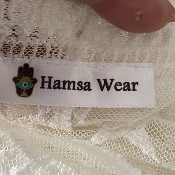 Hamsa Wear White Embroiled Duster with Stars one size - Picture 9 of 11